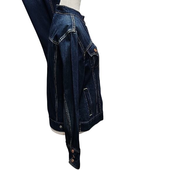 Levi's Strauss Women Classic Dark Denim with Yellow Stitch Jacket and Jeans Set - Picture 8 of 16